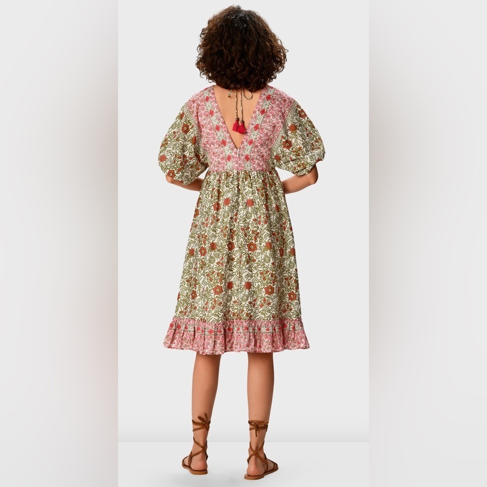 Tassel Tie Empire Floral Print Cotton Dress. 100% Cotton - Picture 2 of 8